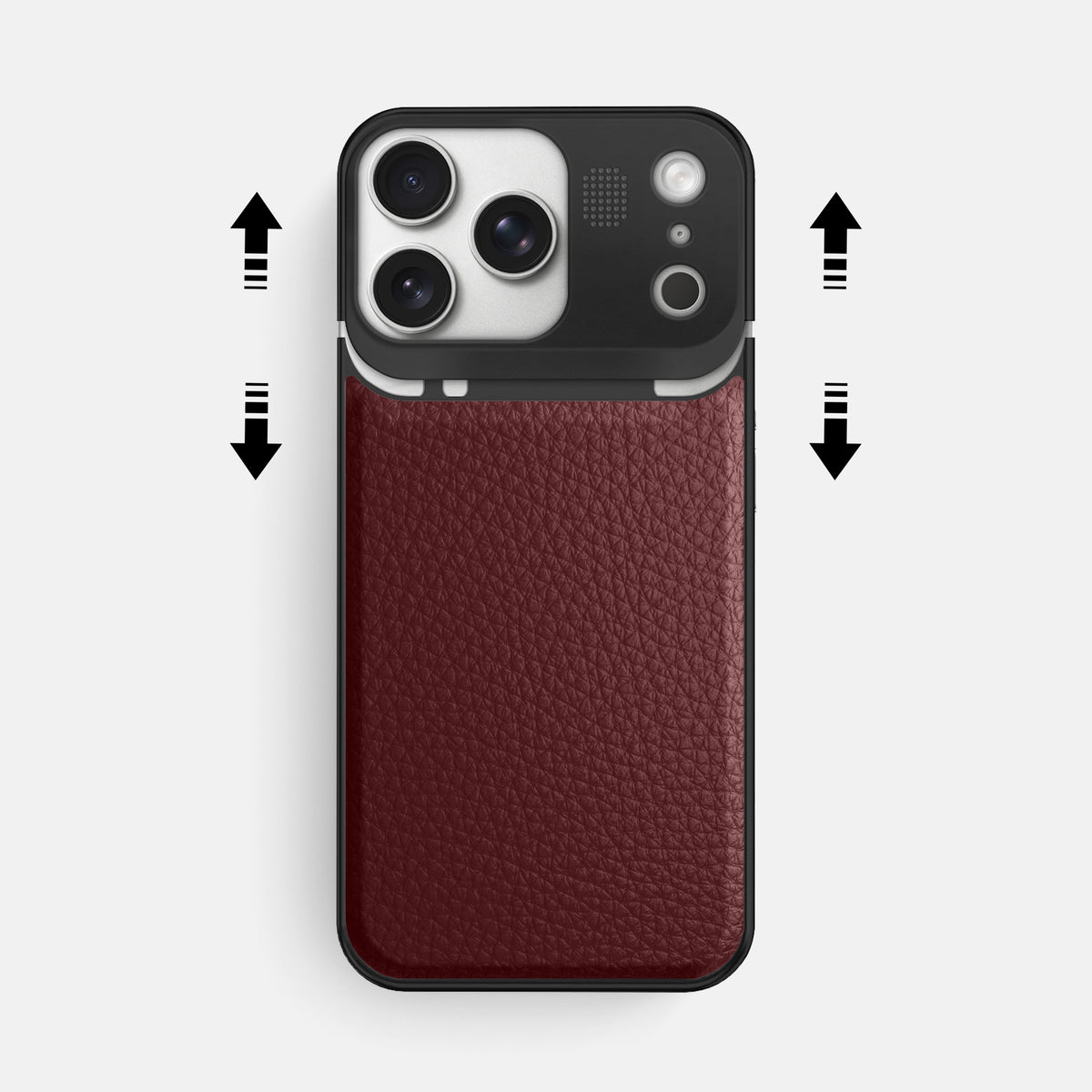 Metal Case For iPhone 17 Pro Max In Calf -2 | Bordeaux-Black