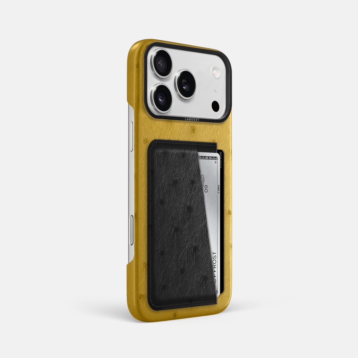Double Card Case Coloré For iPhone 17 Pro Max In Ostrich -2 | Gold-Black