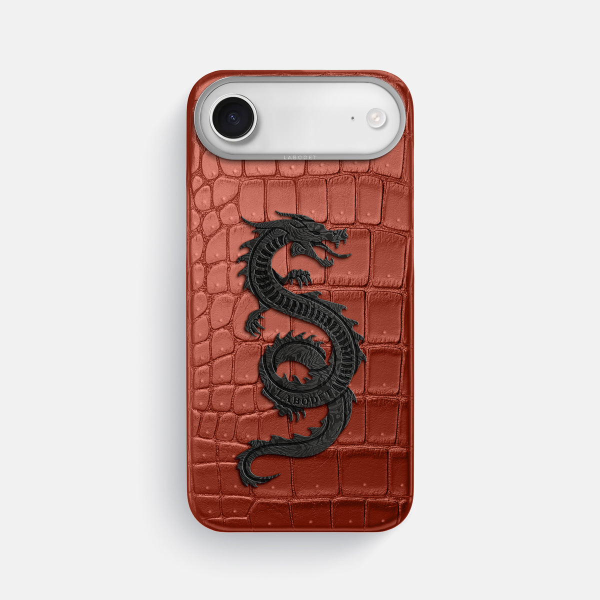 Classic Case With Carbon Dragon For iPhone 17 Air In Porosus Crocodile -1 | Mahogany-Brown-Steel