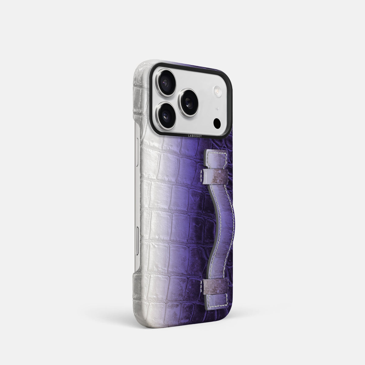 Handle Case For iPhone 18 Pro In Himalayan Crocodile -2 | Purple-Black
