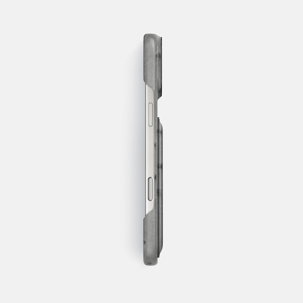Double Card Case For iPhone 17 Pro Max In Ostrich -3 | Silver-Black
