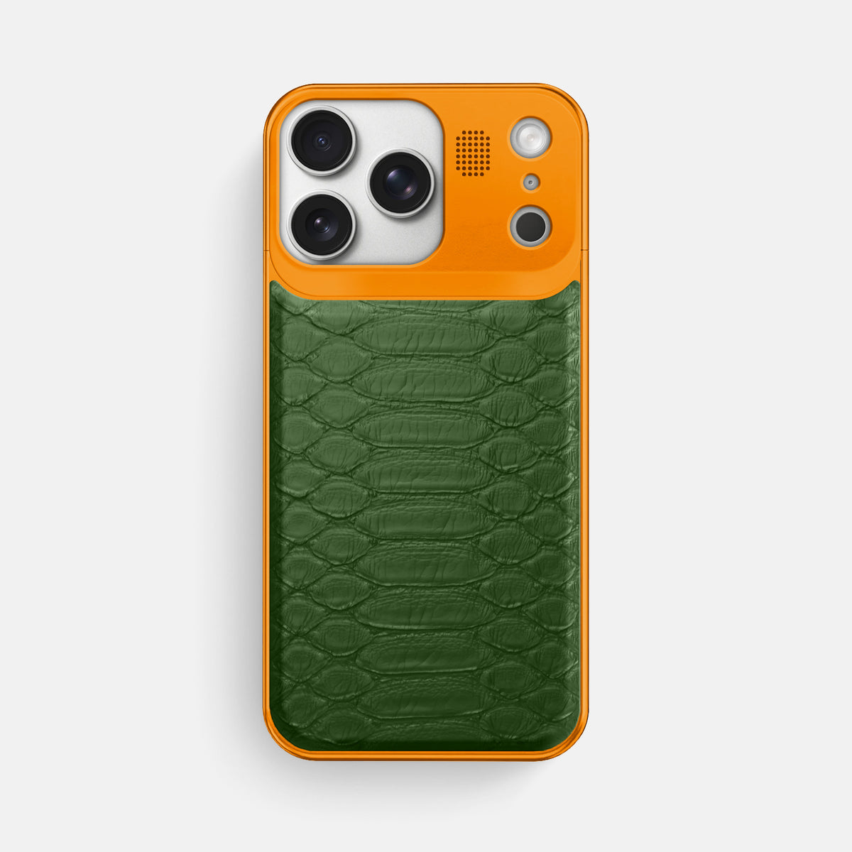 Metal Case For iPhone 17 Pro Max In Python -1 | Green-Orange