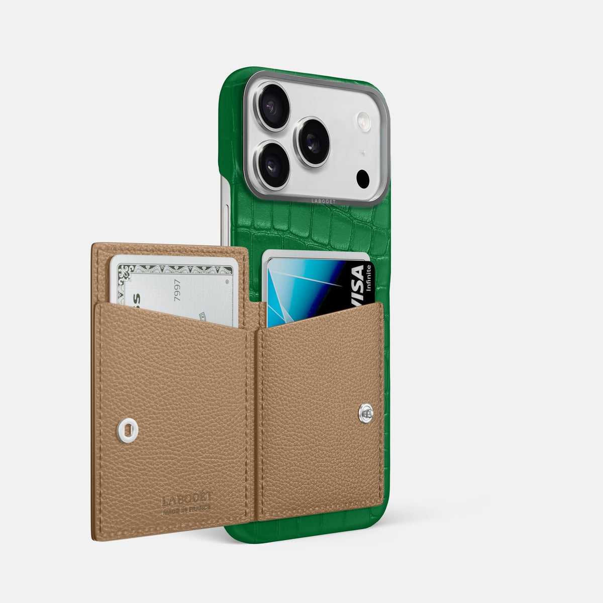 Bi-Fold Case For iPhone 18 Pro Max In Alligator -2 | Forest-Green-Steel