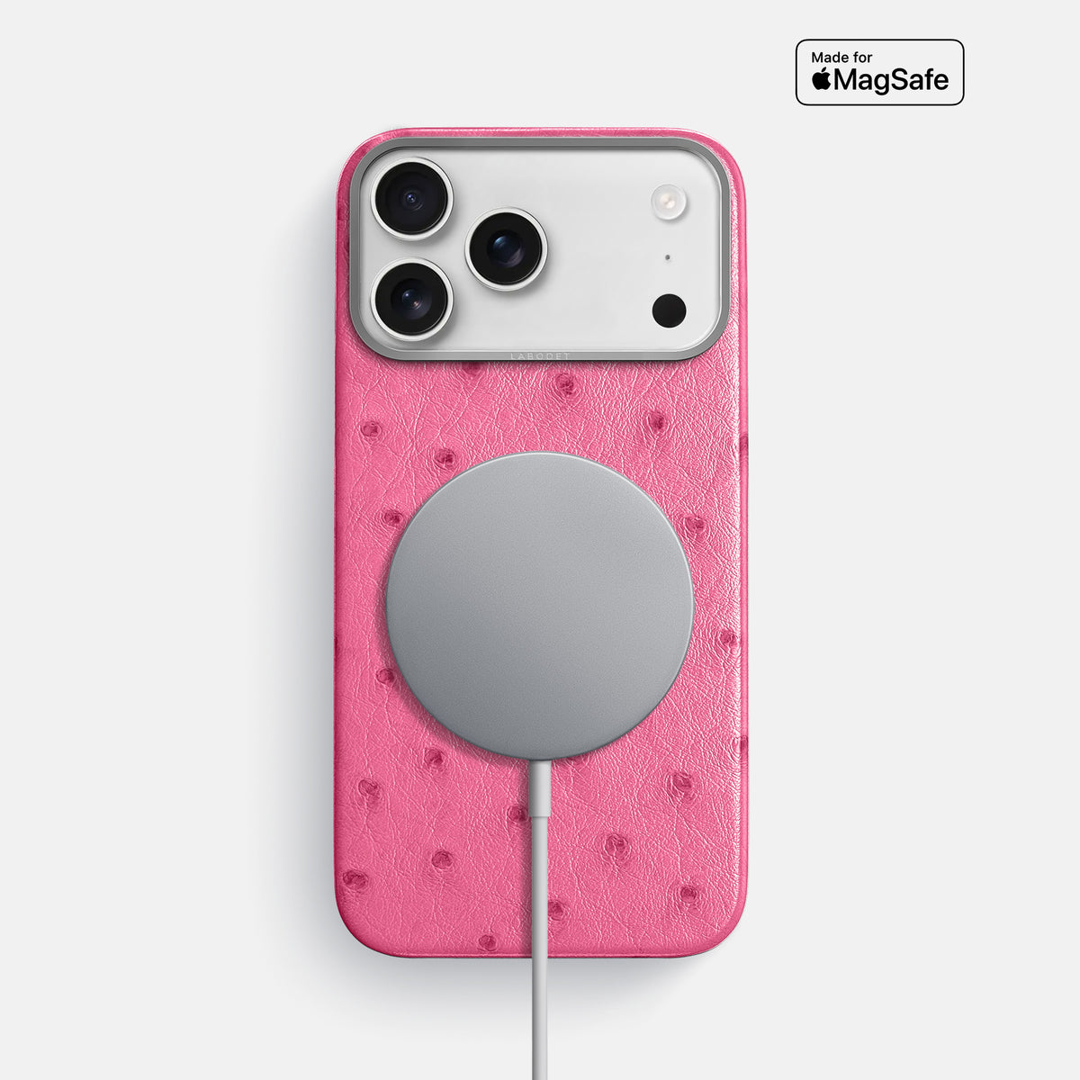 Classic Case For iPhone 17 Pro Max In Ostrich -5 | Pink-Steel
