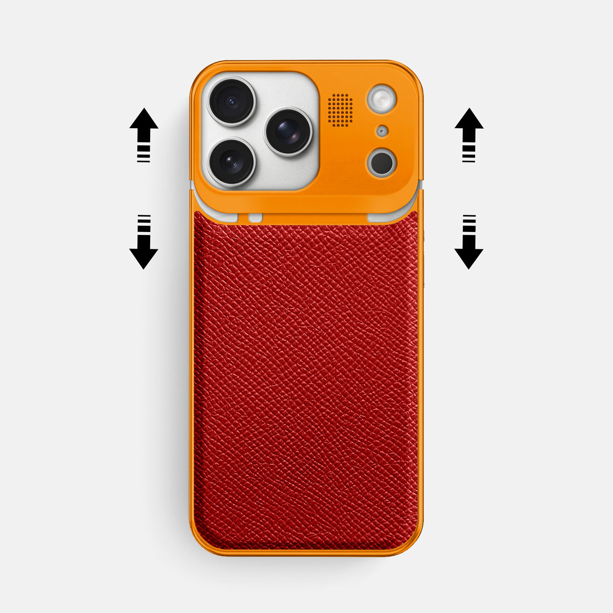 Metal Case For iPhone 17 Pro Max In Epsom-Style Calf -2 | Red-Orange