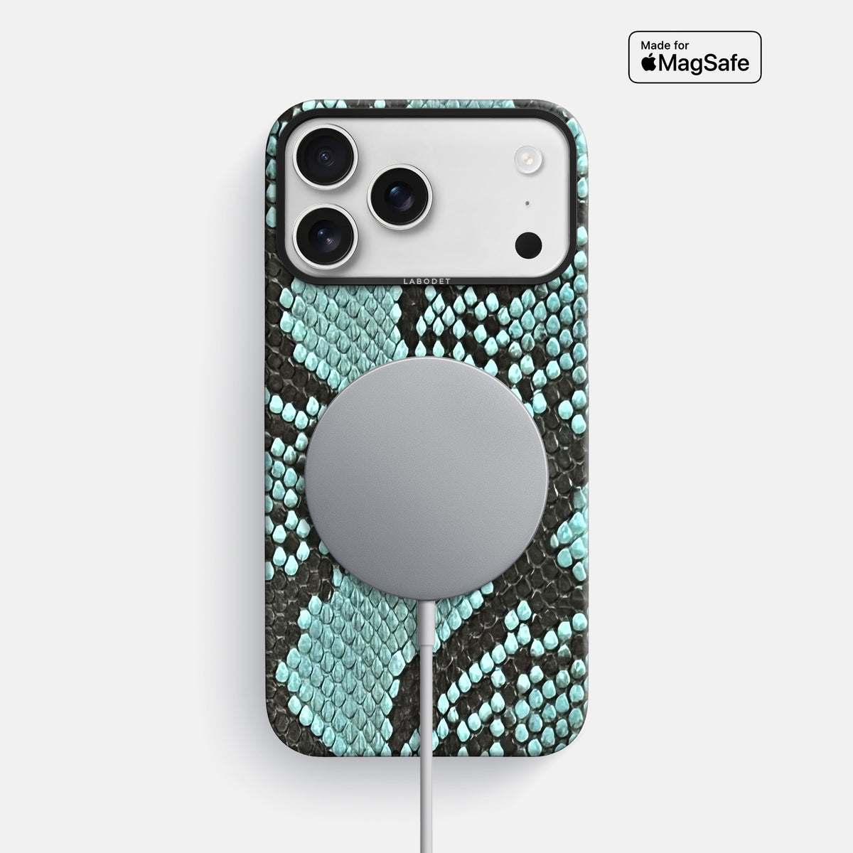 Classic Case For iPhone 17 Pro Max In Deluxe Python -5 | Blue-Lagoon-Black