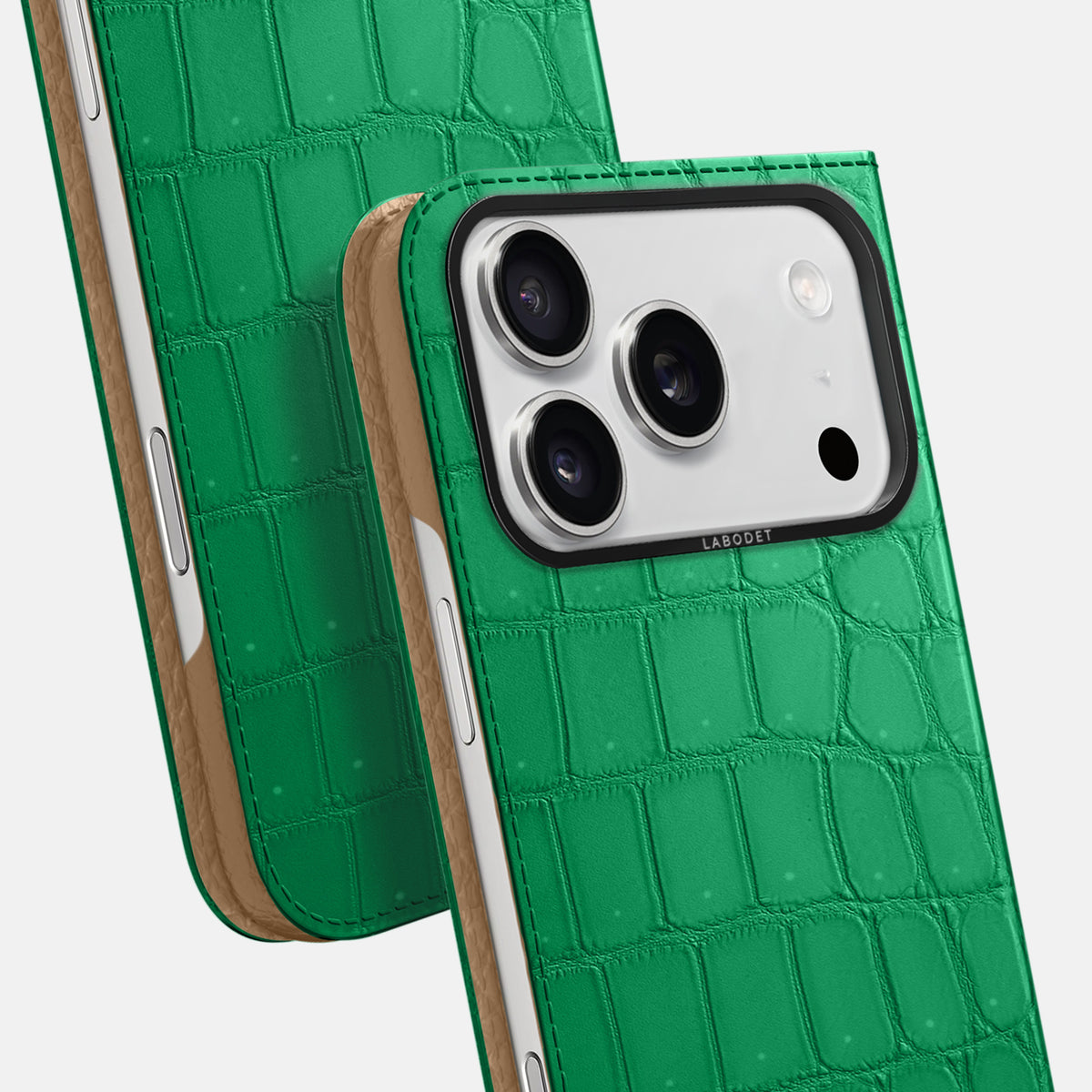 Folio Case For iPhone 17 Pro In Porosus Crocodile -5 | Cactus-Green-Black