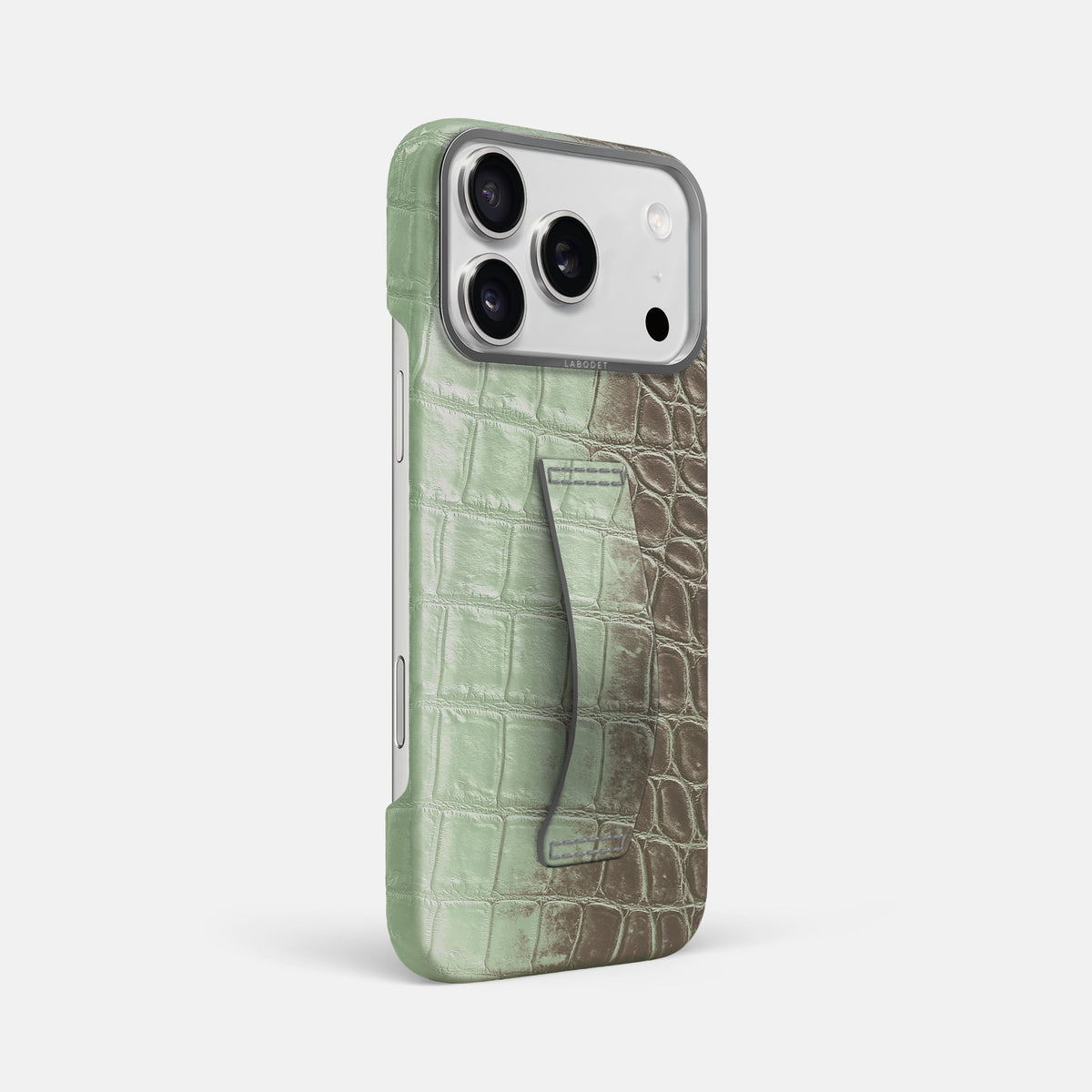 Finger Case For iPhone 17 Pro Max In Himalayan Crocodile -2 | Pistachio-Steel