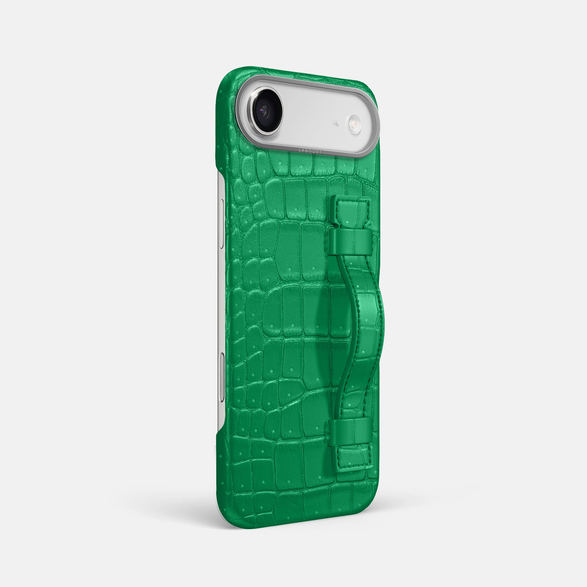 Handle Case For iPhone 17 Air In Porosus Crocodile -2 | Cactus-Green-Steel