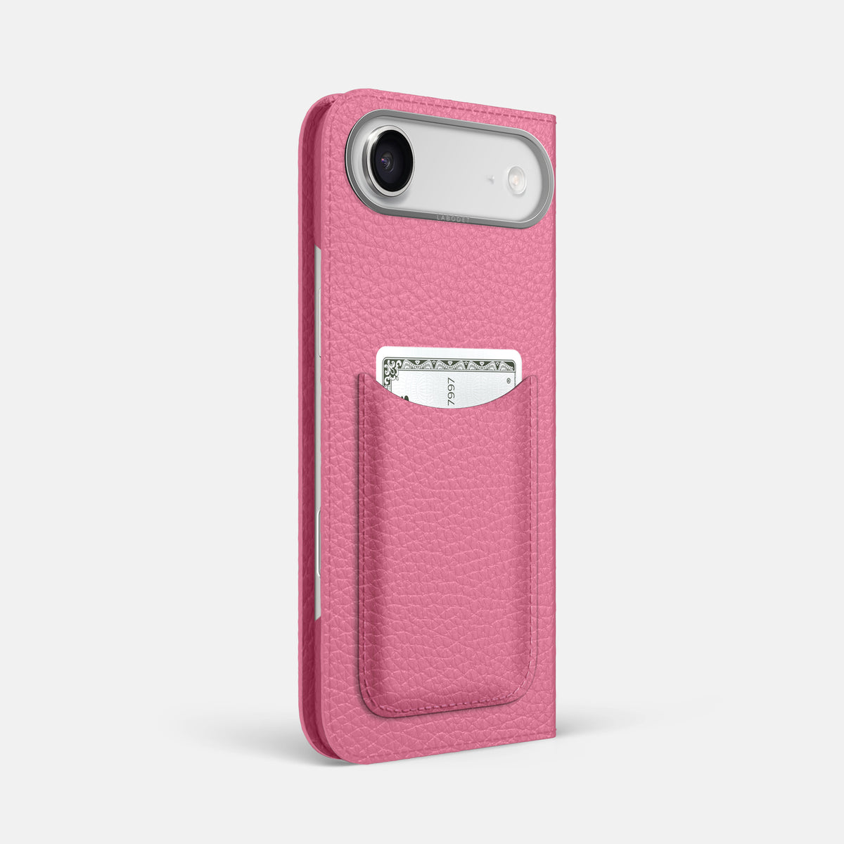 Folio Case with Card For iPhone 17 Air In Calf -1 | Pink-Steel