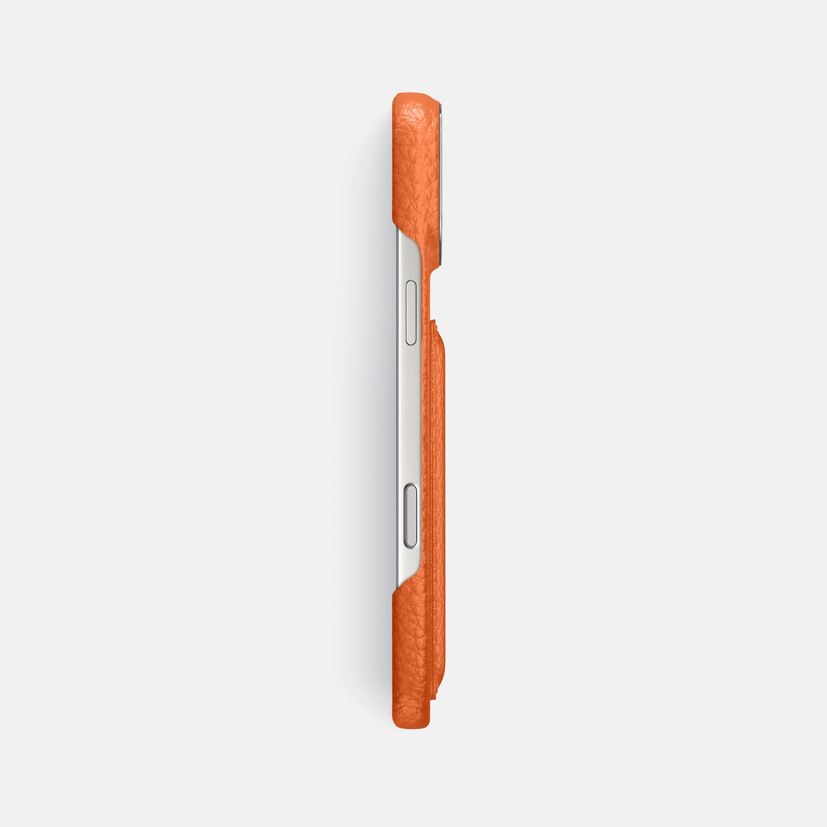 Double Card Case For iPhone 18 Pro Max In Calf -3 | Orange-Steel