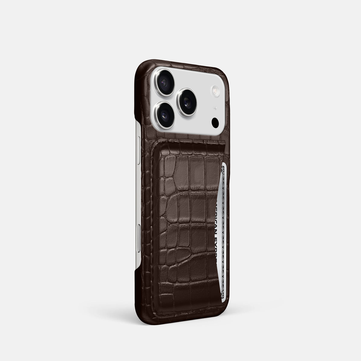 Slim Card Case For iPhone 17 Pro In Alligator -2 | Dark-Brown