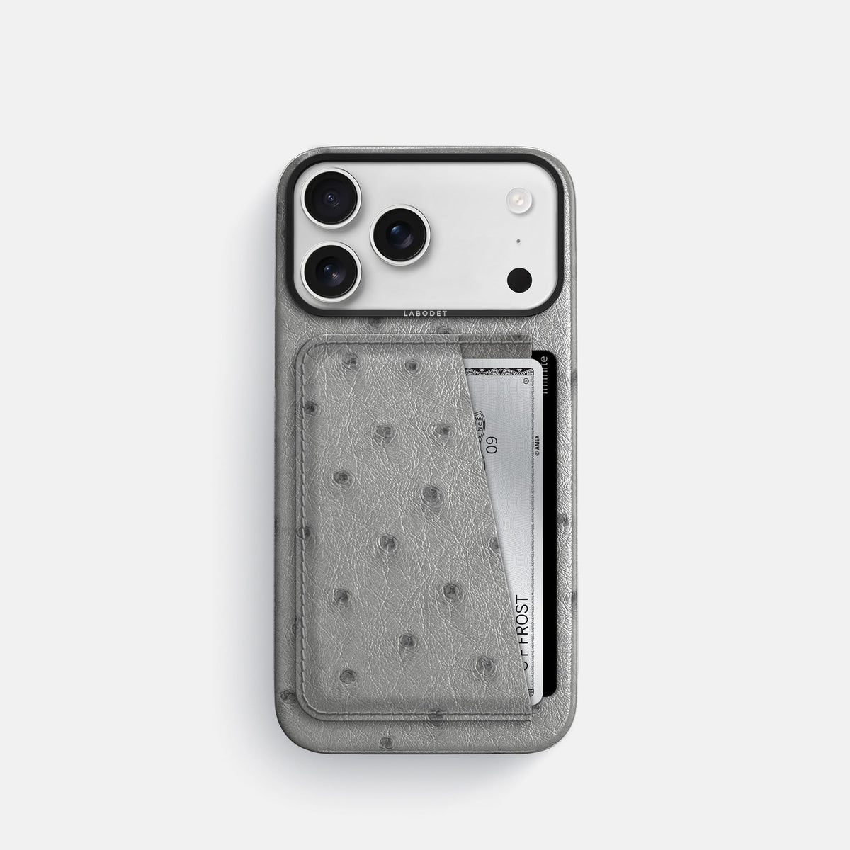 Double Card Case For iPhone 18 Pro In Ostrich -1 | Silver-Black
