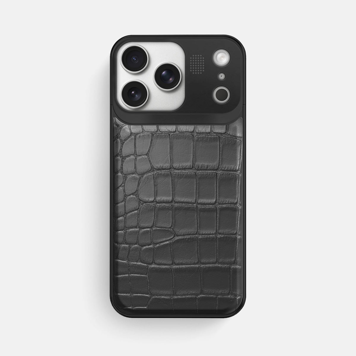 Metal Case For iPhone 18 Pro Max In Alligator -1 | Grey-Black