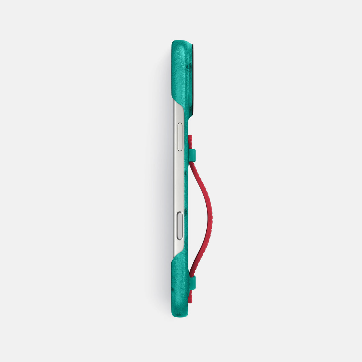 Center Handle Coloré For iPhone 17 Pro Max In Ostrich -2 | Turquoise-Black