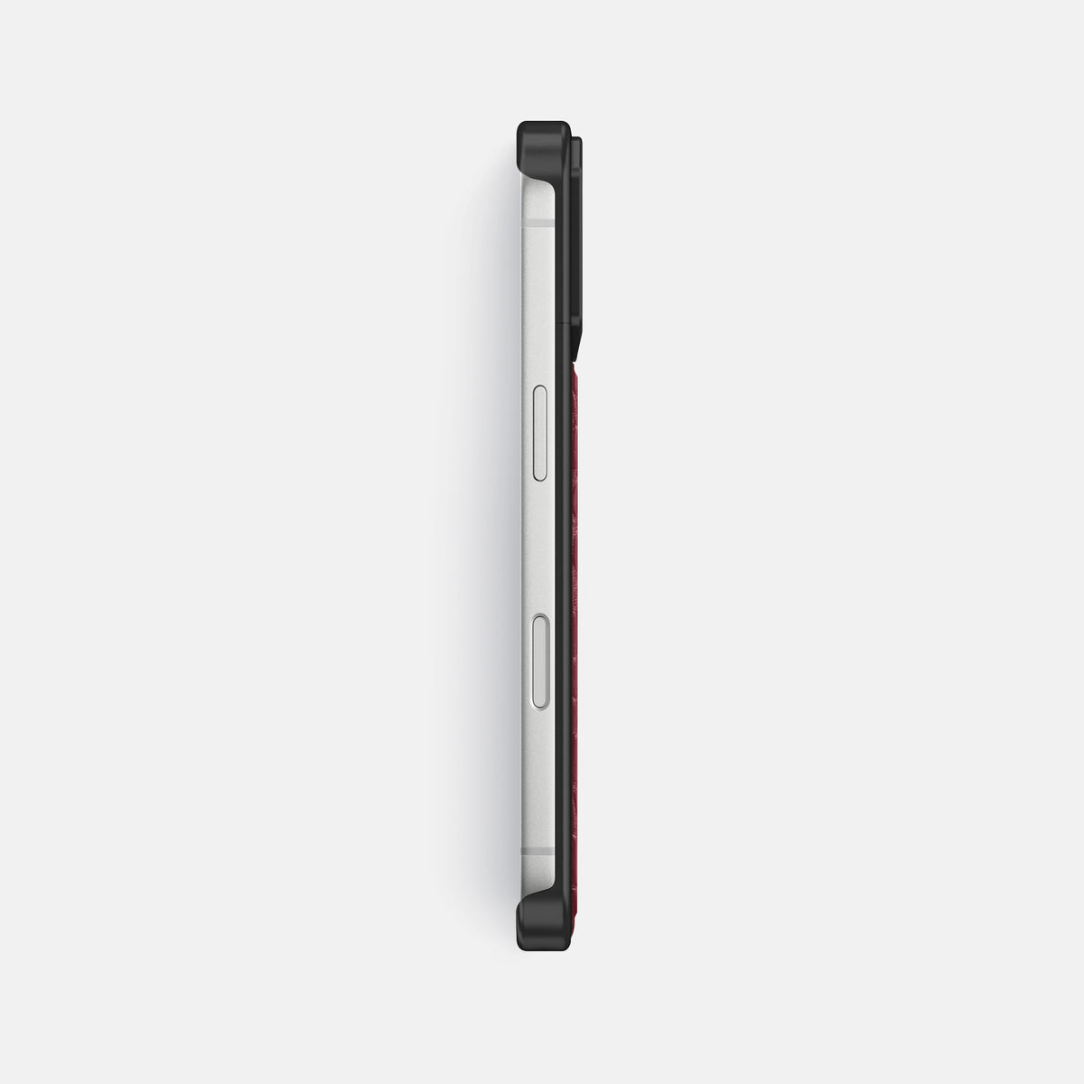 Metal Case For iPhone 17 Pro Max In Alligator -3 | Burgundy-Black
