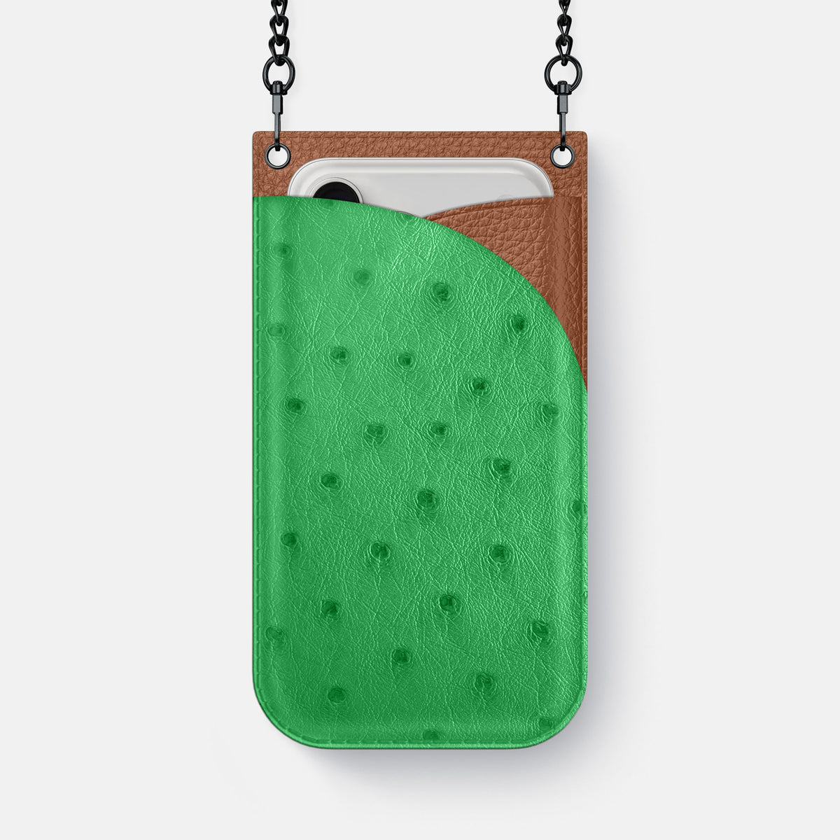 Crossbody Bag For iPhone 18 Pro Max In Ostrich -1 | Kentucky-Green-Black