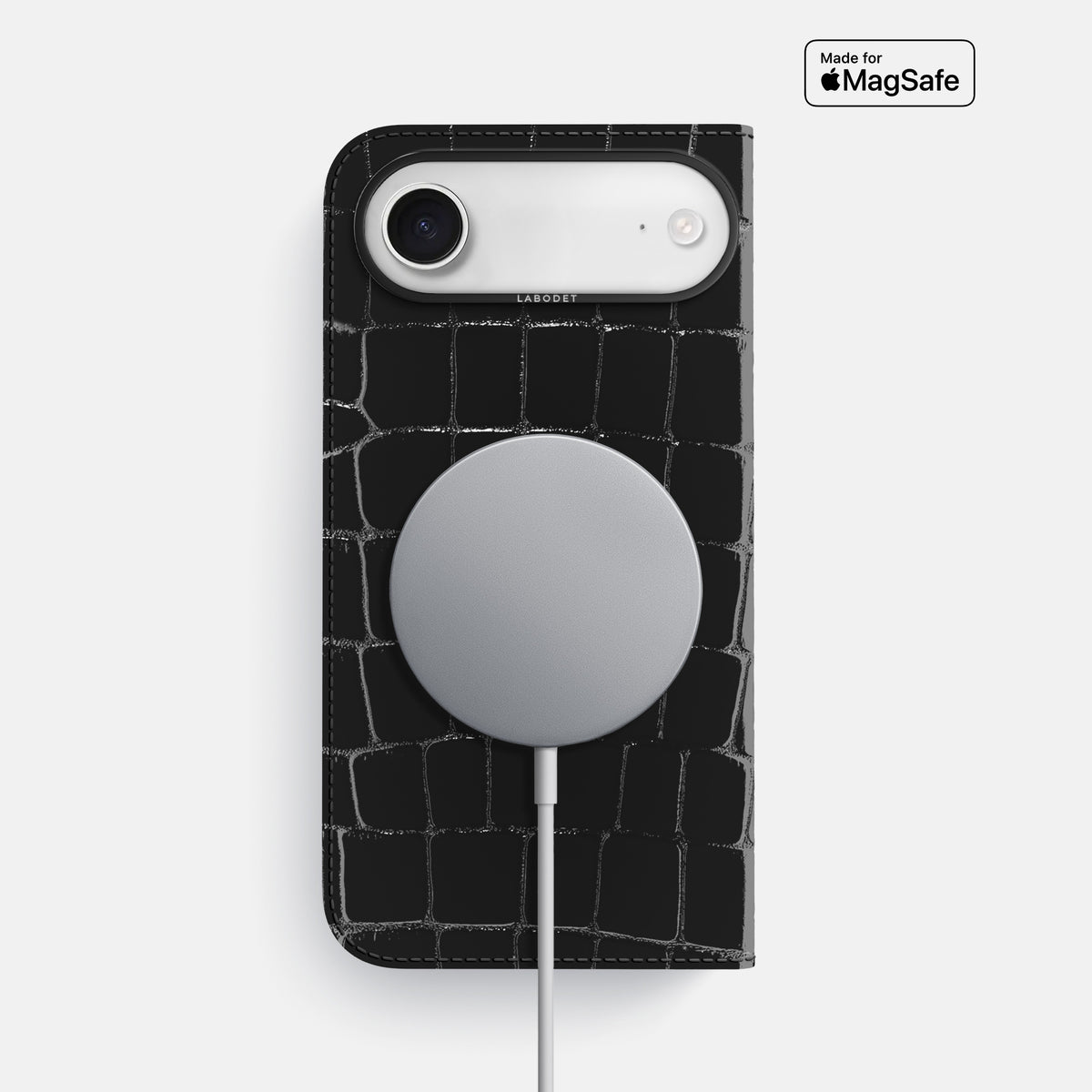 Folio Case For iPhone 17 Air In Shiny Alligator -3 | Black-Black