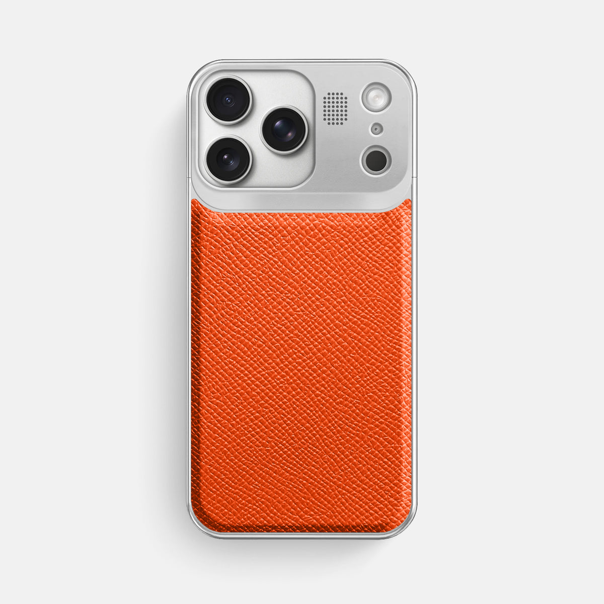 Metal Case For iPhone 17 Pro Max In Epsom-Style Calf -1 | Orange-Steel