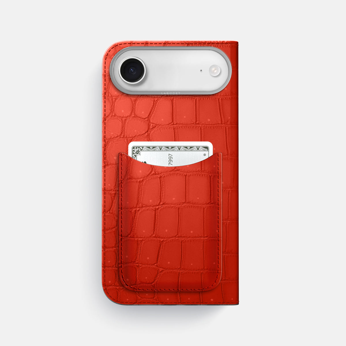 Folio Case with Card For iPhone 17 Air In Porosus Crocodile -3 | Rust-Steel