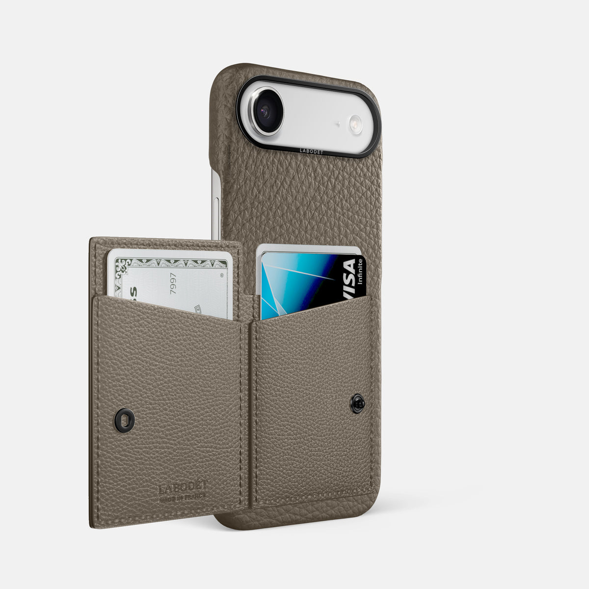 Bi-Fold Case For iPhone 17 Air In Calf -2 | Taupe-Black