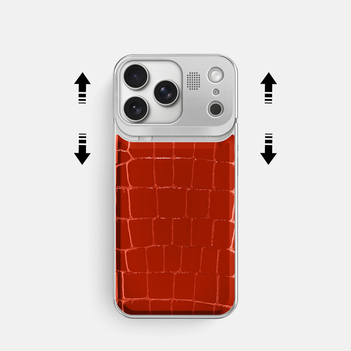 Metal Case For iPhone 17 Pro In Shiny Alligator -2 | Orange-Steel