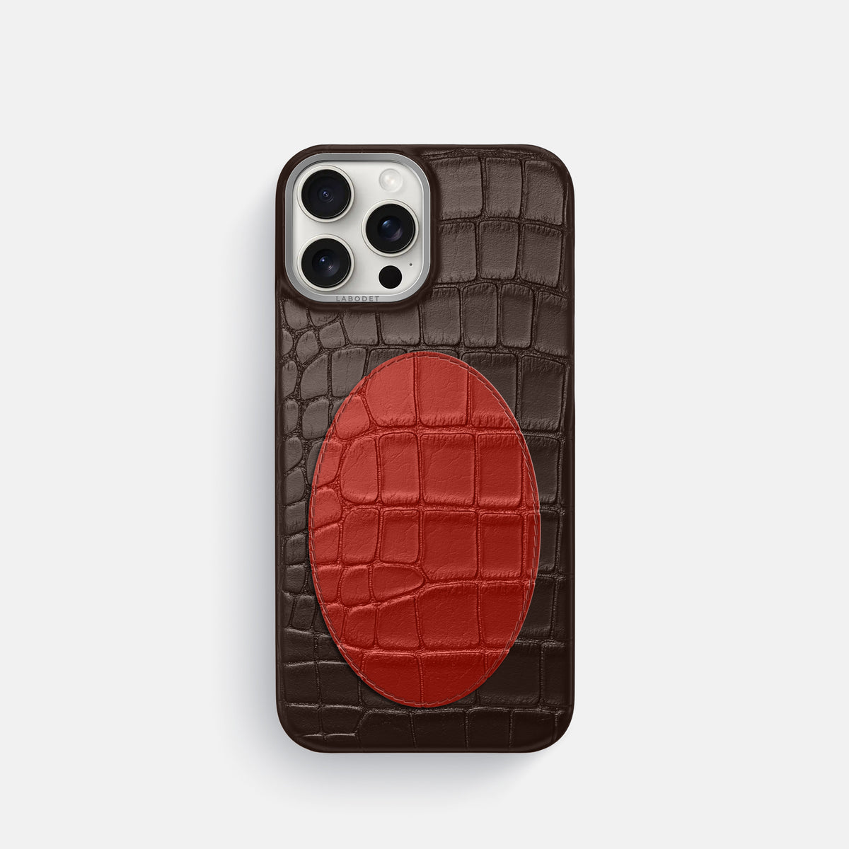 Classic Case With Oval For iPhone 16 Pro In Alligator -1 | Dark-Brown-Steel