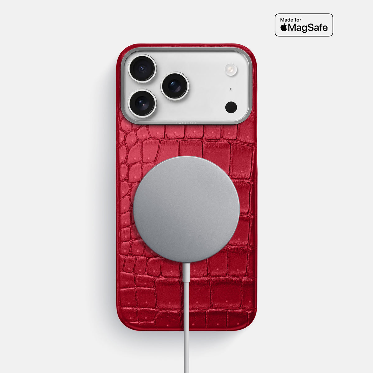 Classic Case For iPhone 17 Pro Max In Porosus Crocodile -5 | Burgundy-Steel