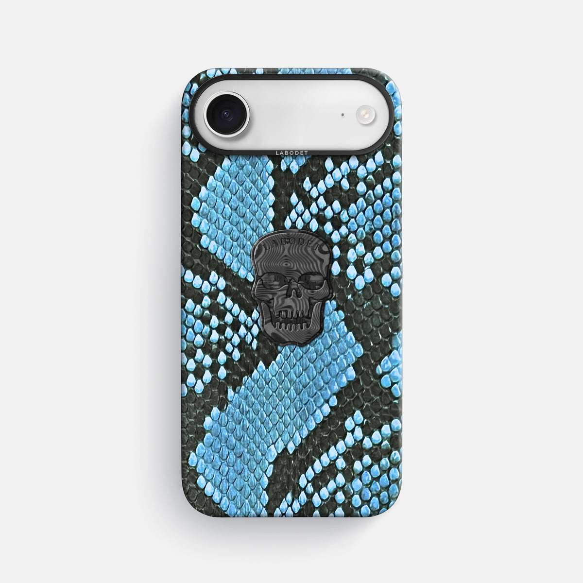 Classic Case With Carbon Skull For iPhone 17 Air In Deluxe Python -1 | Pacific-Blue-Black