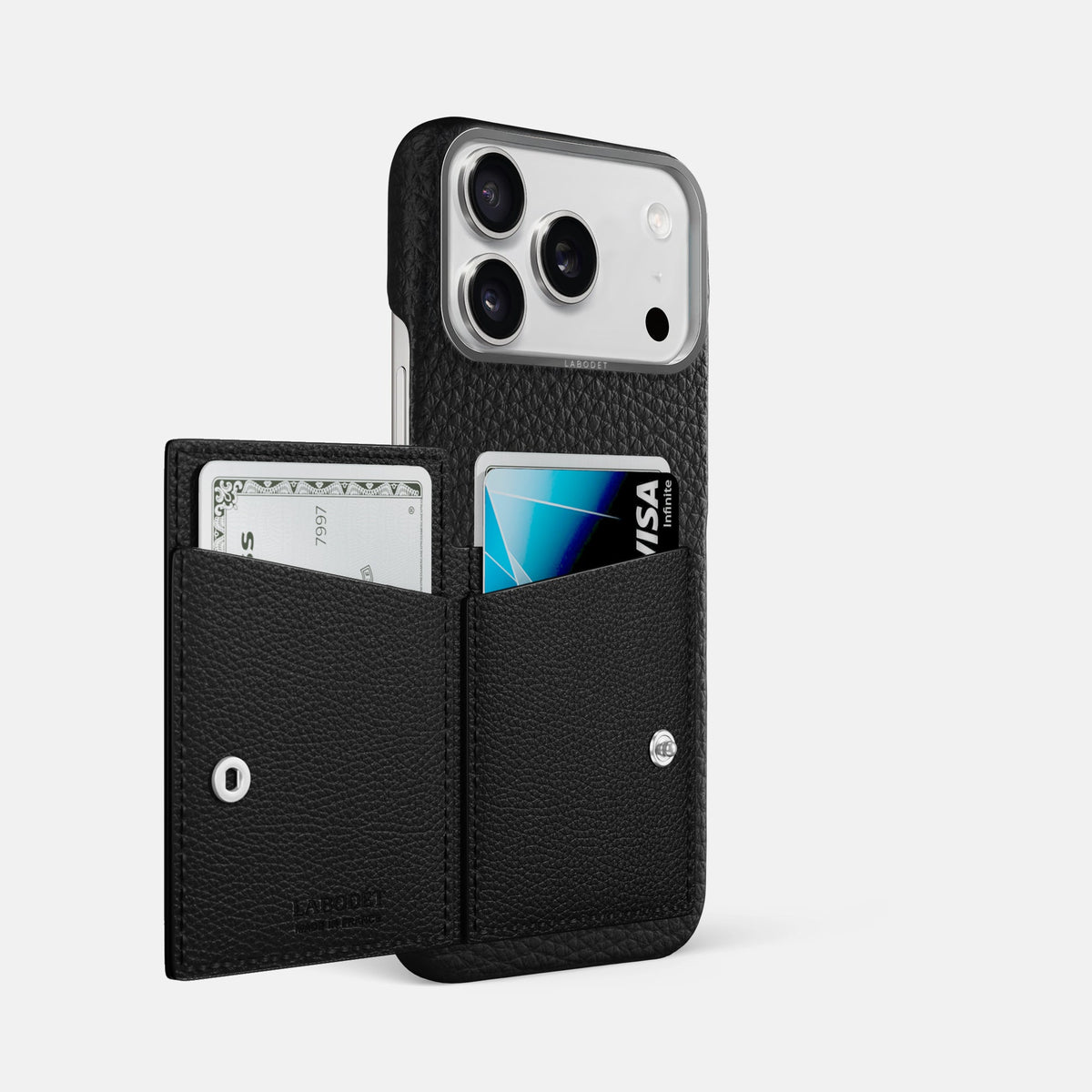 Bi-Fold Case For iPhone 18 Pro Max In Calf -2 | Black-Steel