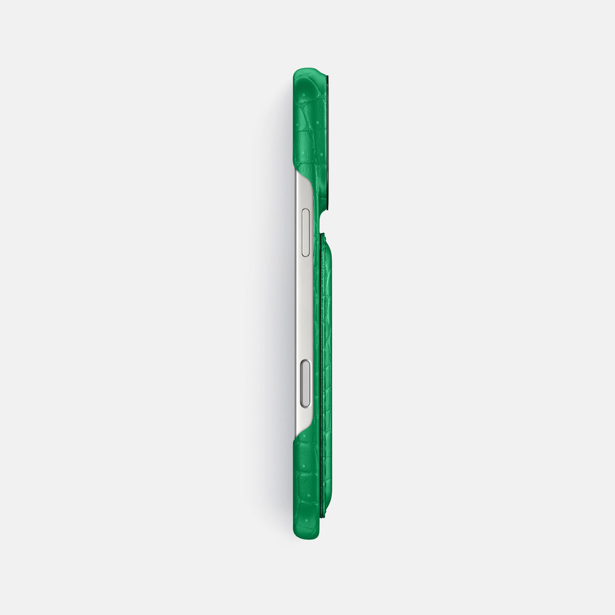 Double Card Case For iPhone 17 Pro Max In Porosus Crocodile -3 | Cactus-Green-Black