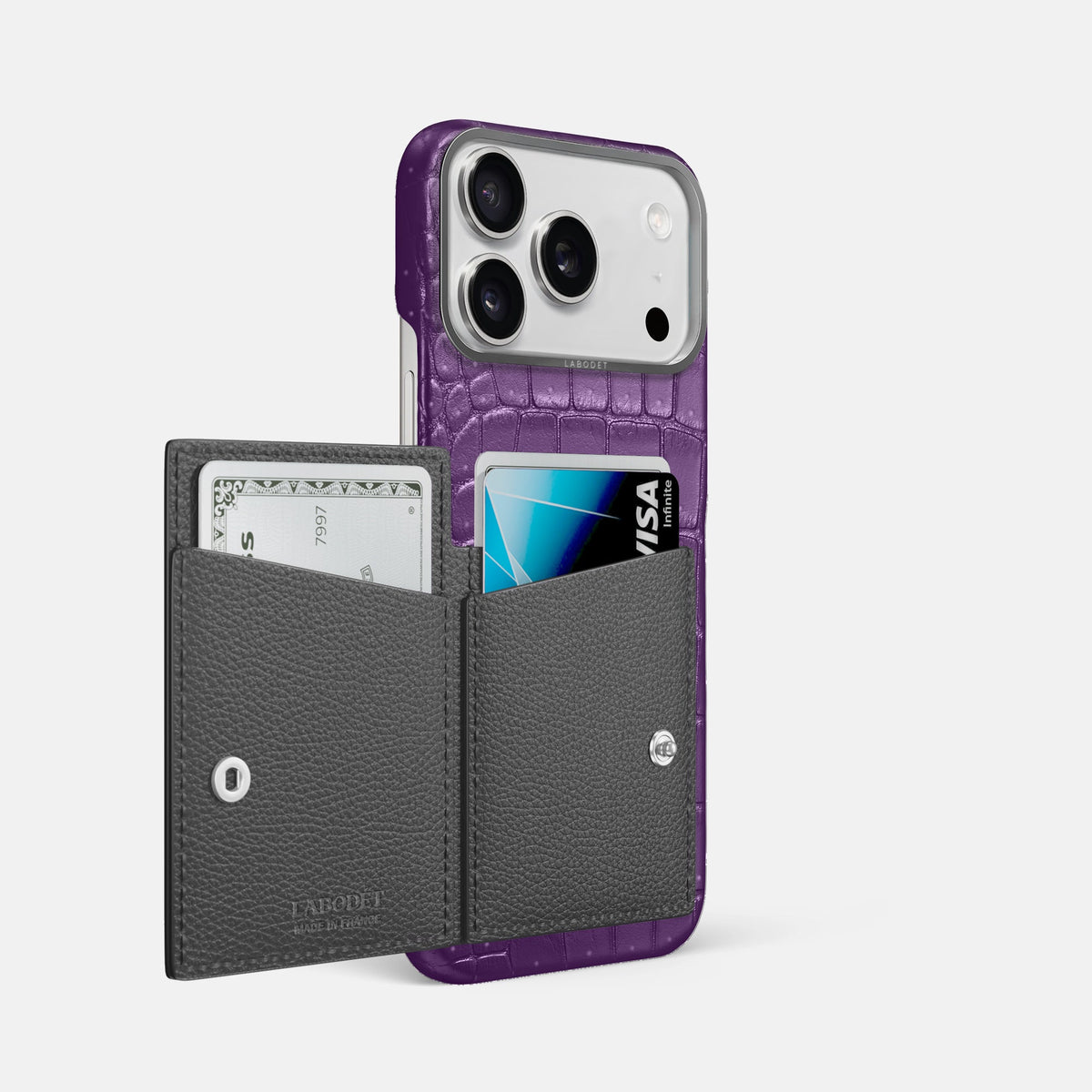 Bi-Fold Case For iPhone 18 Pro Max In Porosus Crocodile -2 | Purple-Steel
