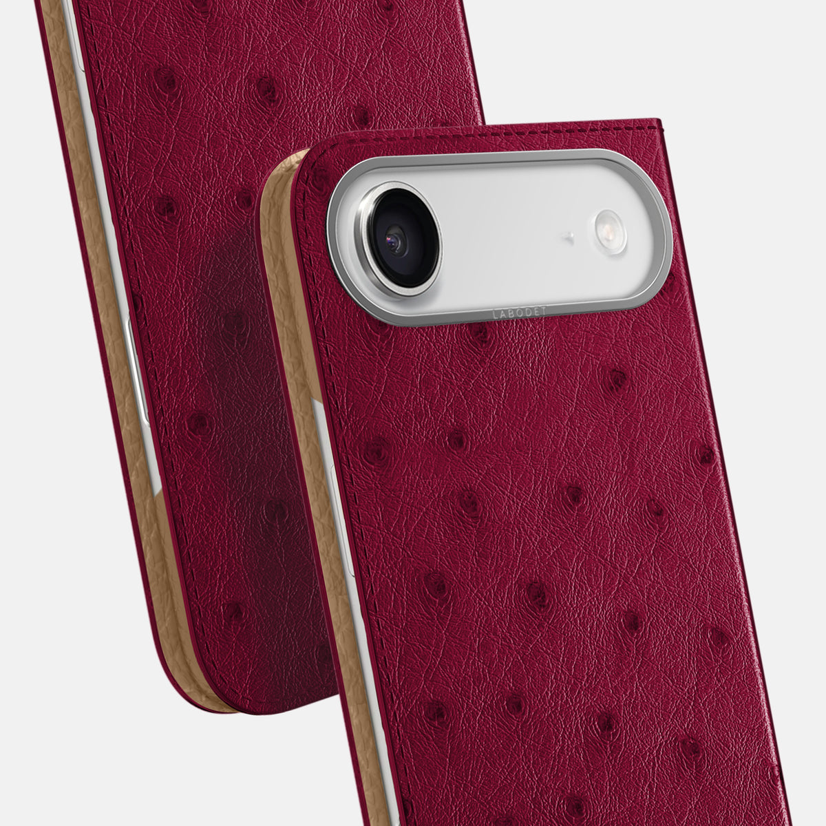 Folio Case For iPhone 17 Air In Ostrich -5 | Bordeaux-Steel
