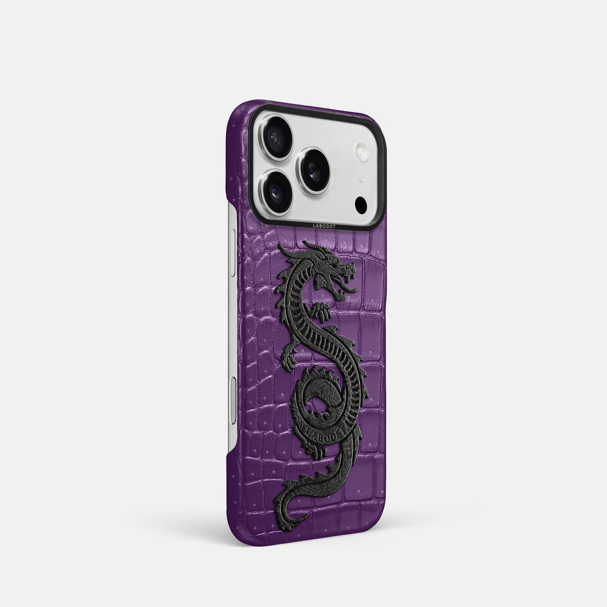Classic Case With Carbon Dragon For iPhone 17 Pro In Porosus Crocodile -2 | Purple-Black