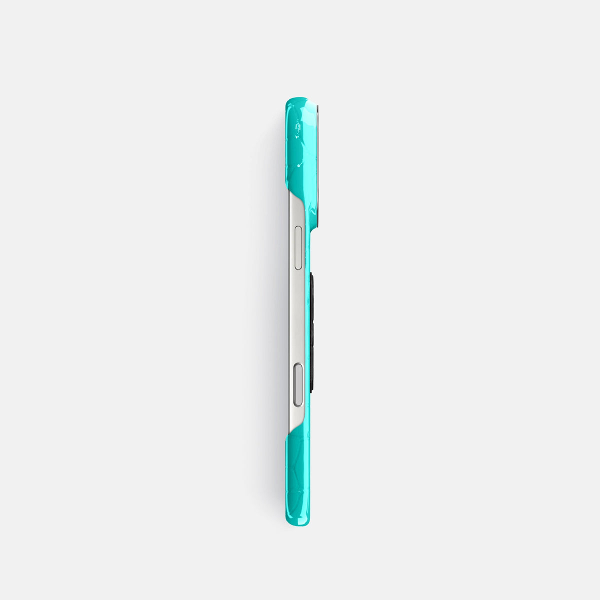 Classic Case With Titanium Skull For iPhone 18 Pro In Shiny Alligator -3 | Mint-Steel