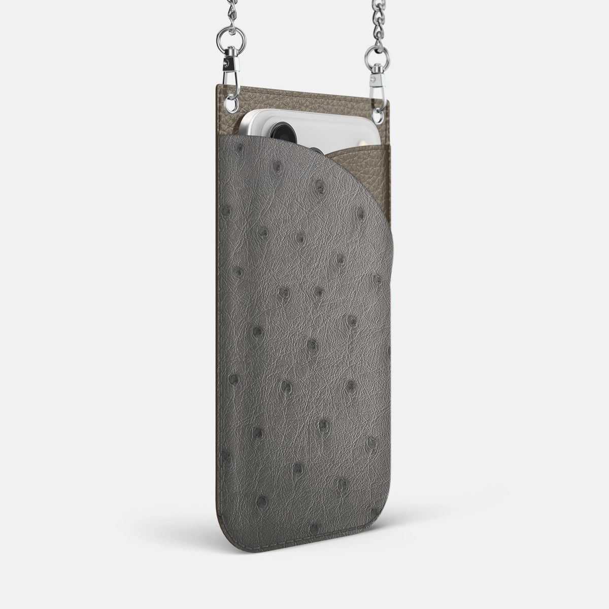 Crossbody Bag For iPhone 18 Pro Max In Ostrich -2 | Grey-Steel