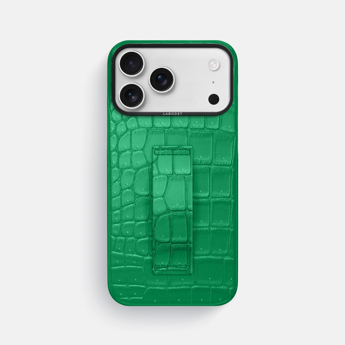 Finger Case For iPhone 17 Pro Max In Porosus Crocodile -1 | Cactus-Green-Black