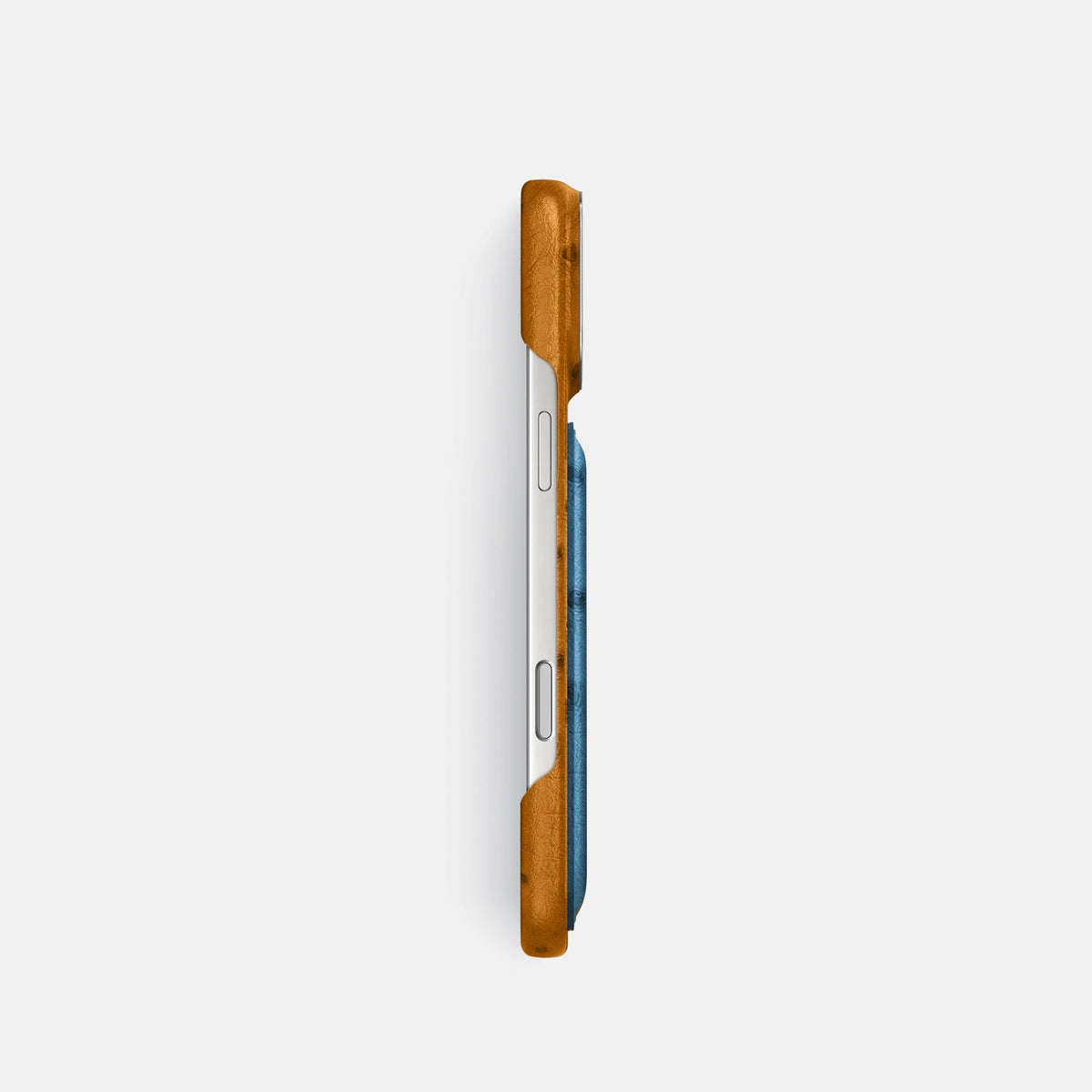 Double Card Case Coloré For iPhone 18 Pro In Ostrich -3 | Chestnut-Steel