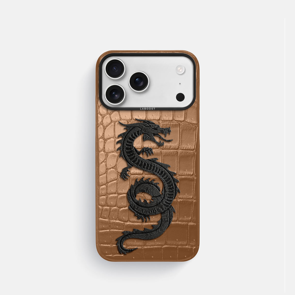 Classic Case With Carbon Dragon For iPhone 17 Pro In Porosus Crocodile -1 | Milk-Chocolate-Black