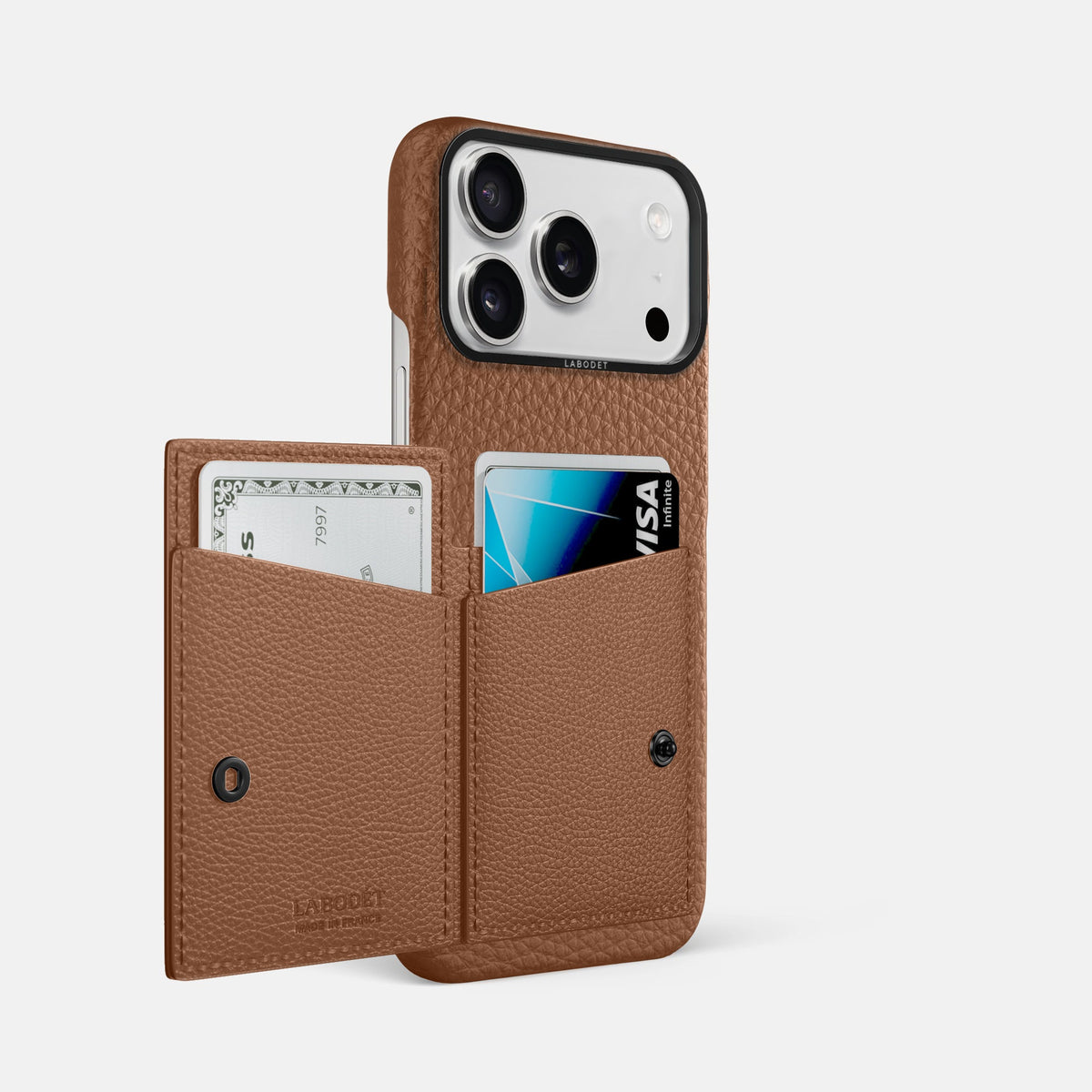 Bi-Fold Case For iPhone 18 Pro Max In Calf -2 | Caramel-Black