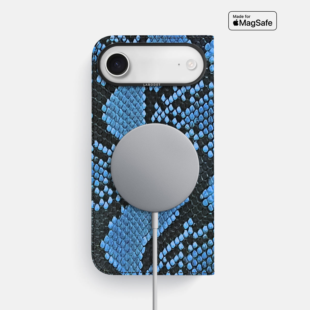Folio Case For iPhone 17 Air In Deluxe Python -3 | Blue-Jeans-Black