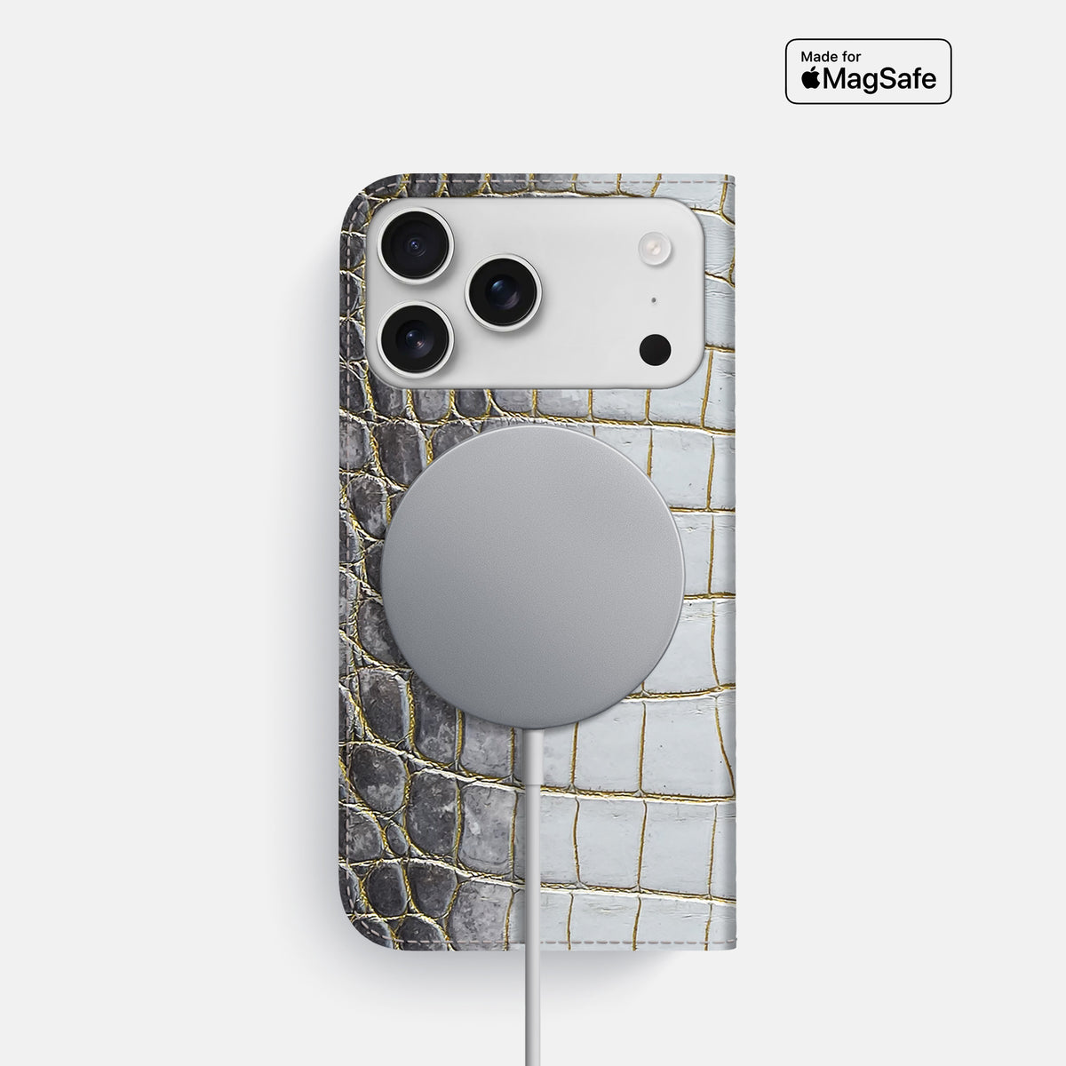 Folio Slim Case For iPhone 17 Pro In Himalayan Crocodile -3 | Gold