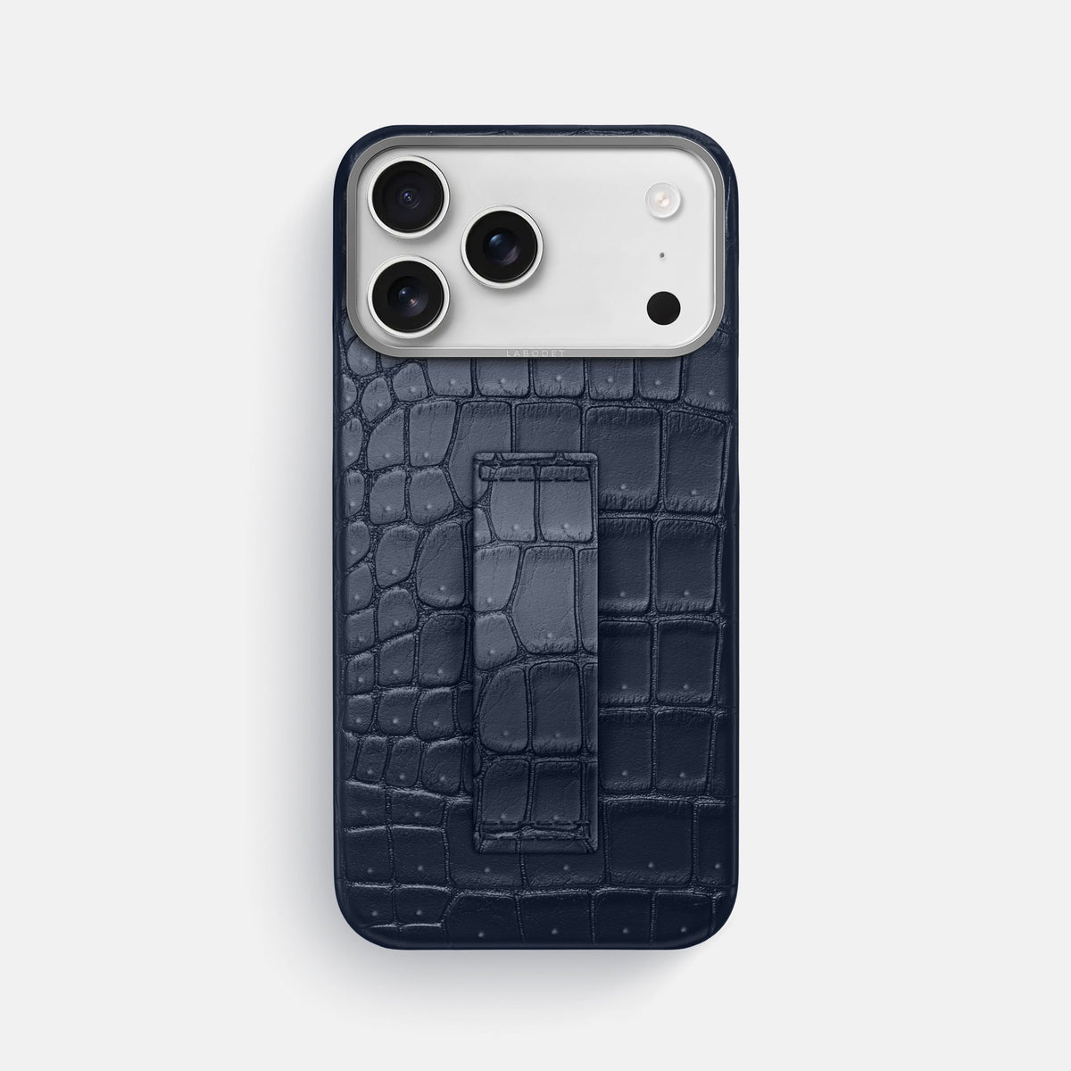 Finger Case For iPhone 18 Pro Max In Porosus Crocodile -1 | Deep-Blue-Sea-Steel