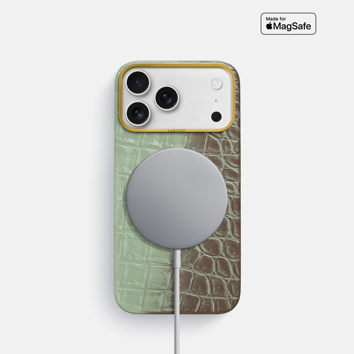 Classic Case For iPhone 18 Pro In Himalayan Crocodile -4 | Pistachio-Gold