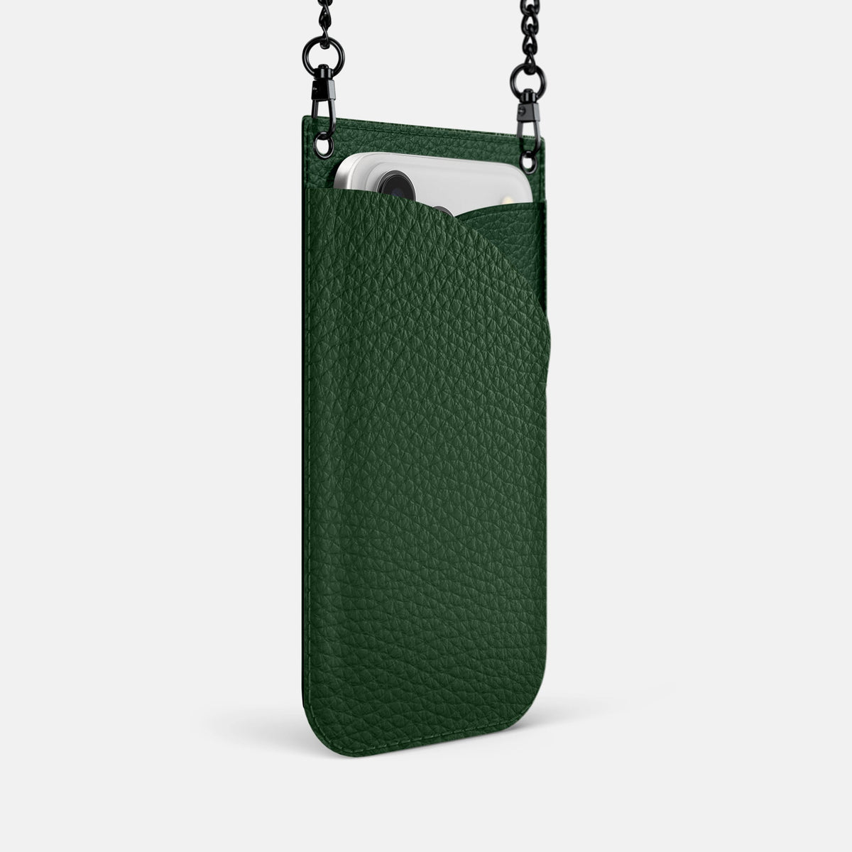 Crossbody Bag For iPhone 18 Pro In Calf -2 | Dark-Green-Black