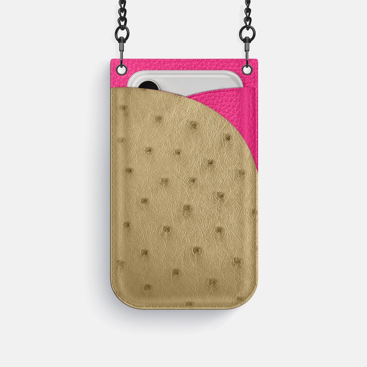 Crossbody Bag For iPhone 18 Pro In Ostrich -1 | Desert-Sand-Black
