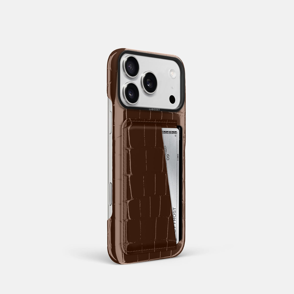 Double Card Case For iPhone 18 Pro In Shiny Alligator -2 | Brown-Black