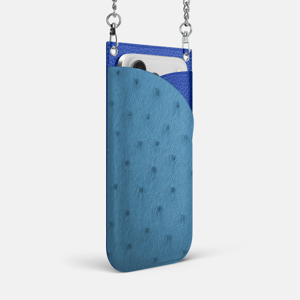 Crossbody Bag For iPhone 18 Pro Max In Ostrich -2 | Blue-Jeans-Steel