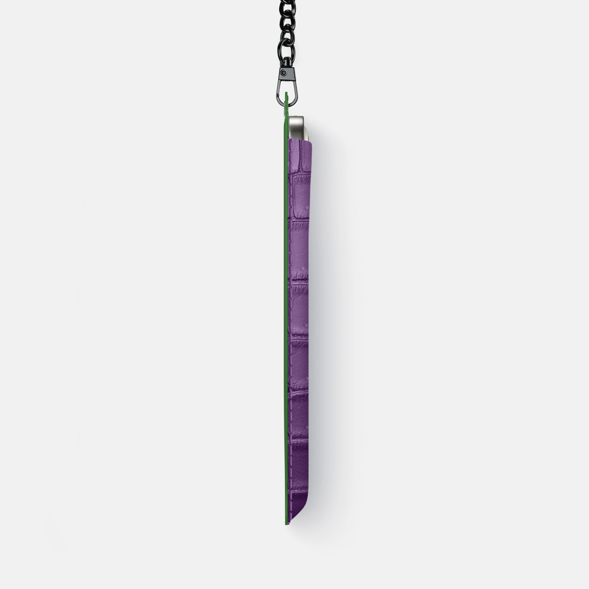 Crossbody Bag For iPhone 17 Pro Max In Porosus Crocodile -4 | Purple-Black