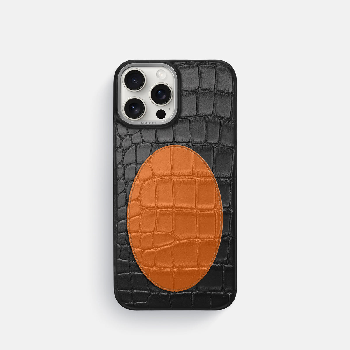 Classic Case With Oval For iPhone 16 Pro In Alligator -1 | Black-Steel